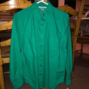 Women’s green button down shirt